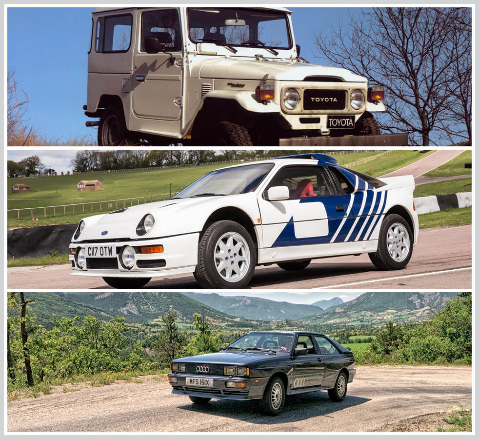 The 100 best classic cars: Toyota Land Cruiser 40 Series, Ford RS2000 Group B Rally Car, Audi Quattro